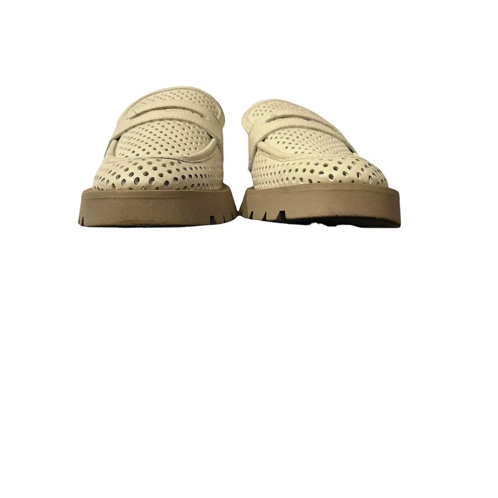 Dolce Vita Ersula Perforated Lug Sole Penny Loafers Ivory Cream Womens 9.5M‎